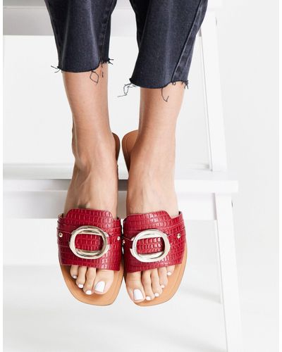 ASOS Formal Leather Sandals With Trim - Red