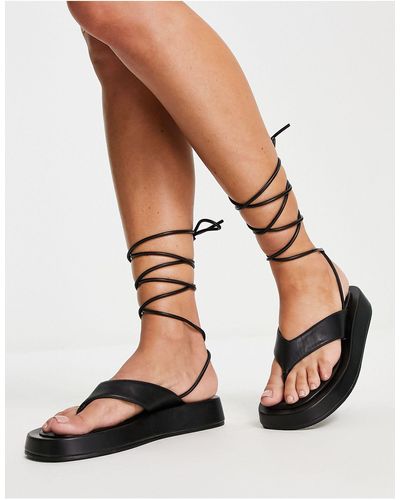 NA-KD Thong Sandal With Ankle Strap - Black
