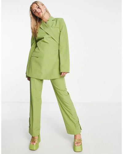Collusion Straight Pants With Detail - Green
