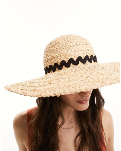Accessorize Floppy Hat With Trim Detail - Natural