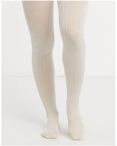 Gipsy Fine Cable Knit Tights - White