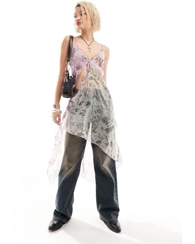 Reclaimed (vintage) Spliced Floral Cami Layering Dress - Gray