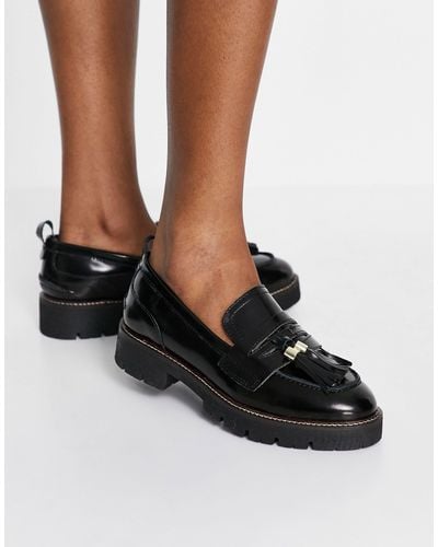 Office Fundamental Leather Cleated Tassel Loafers - Black