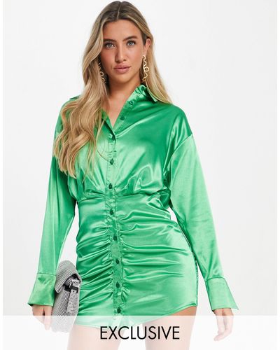 AsYou – hemdkleid aus satin - Grün