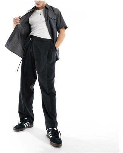 ASOS Pantalon habillé ample avec taille asymétrique - Noir