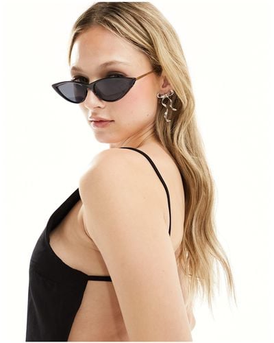 ASOS Small Cat Eye Sunglasses With Metal Temple - Black