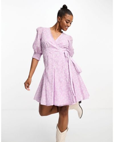 Polo Ralph Lauren Floral Print Short Sleeve Wrap Dress - Pink