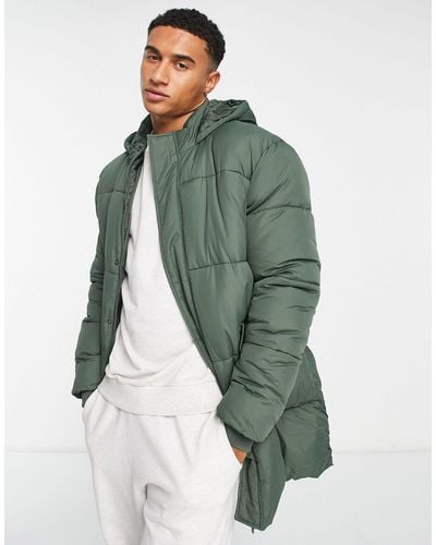 New Look Longline Puffer Jacket - Green