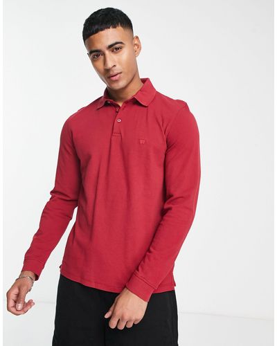 Wrangler Polo Met Lange Mouwen - Rood