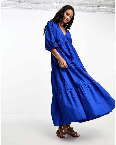 New Look Midi-jurk Met Stroken - Blauw