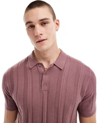 Hollister Button Through Knitted Shirt With Lace Effect - Purple