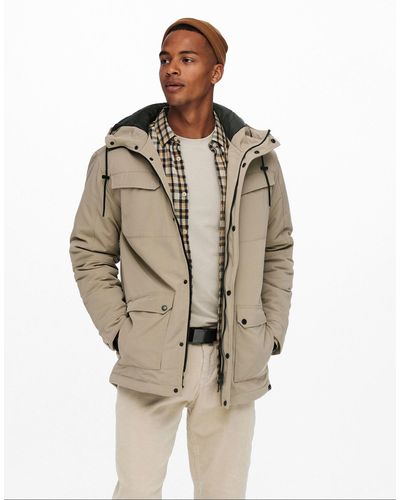 Only & Sons Heavy Hooded Parka - Natural