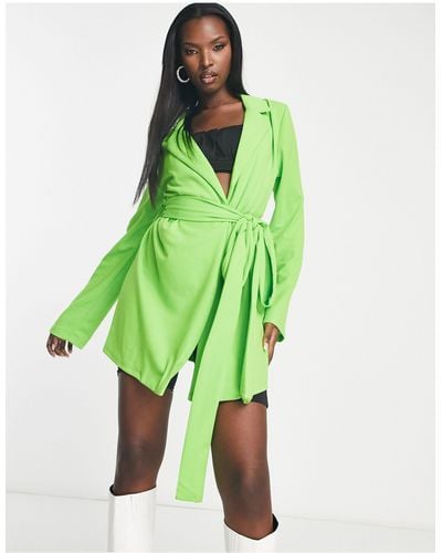 Rebellious Fashion Longline Blazer Dress - Green