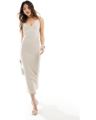 Vesper Sleeveless Plunge Neck Midaxi Dress - White