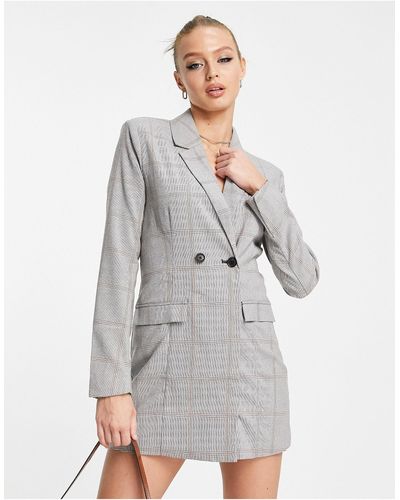 Abercrombie & Fitch Robe blazer à carreaux - foncé - Gris