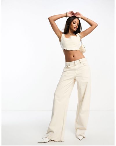 Pull&Bear Wide Leg Jean Co-ord - Natural