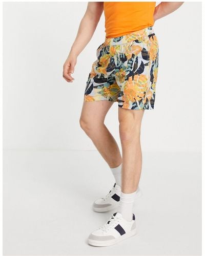 SELECTED – mehrfarbige shorts mit blattmuster, kombiteil - Blau