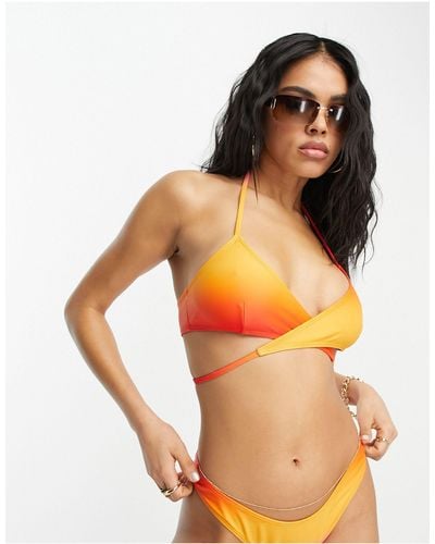 Public Desire X Paris Artiste Cross Front Ombre Bikini Top - Orange