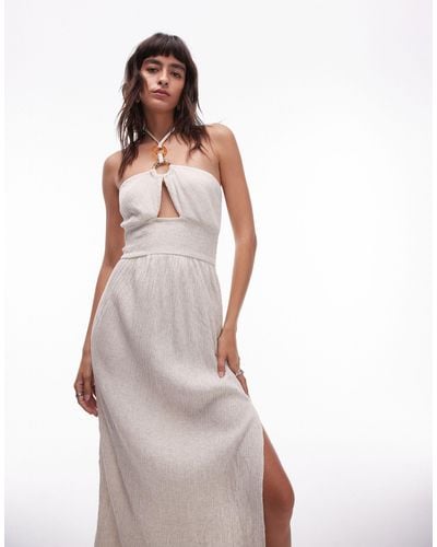 TOPSHOP Halter Beach Dress With Ring Detail - White
