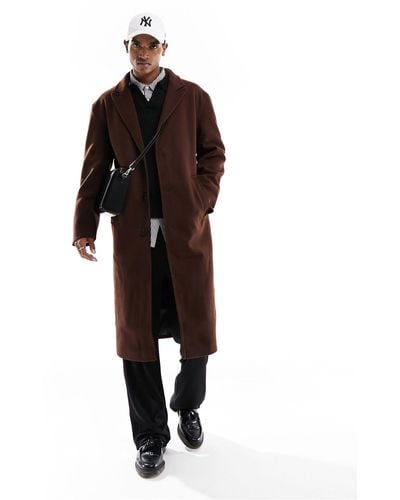 ASOS Relaxed Wool Look Overcoat - Brown