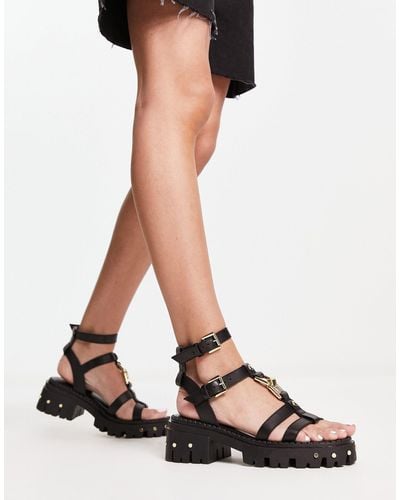 ASOS Forrest Leather Strappy Chunky Flat Sandals - White