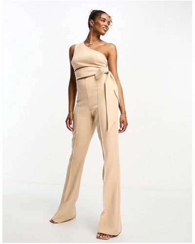 ASOS Tailored One Shoulder Kickflare Jumpsuit - White
