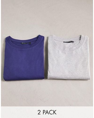 ASOS 2 Pack Oversized T-shirt With Crew Neck - Blue