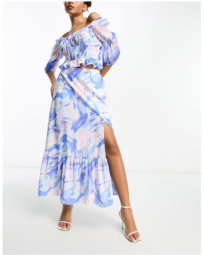 French Connection Tiered Maxi Skirt - Blue