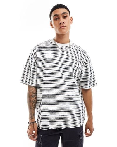 ASOS Oversized Textured Stripe T-shirt - Grey