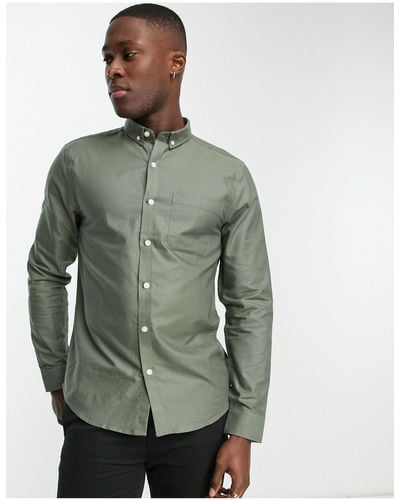 New Look Smart Long Sleeve Oxford Shirt - Green