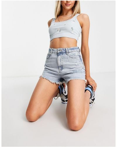 New Look Distressed Mom Short - Blue