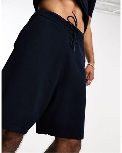 SELECTED Pantalones cortos azul marino con cordón ajustable en la cintura