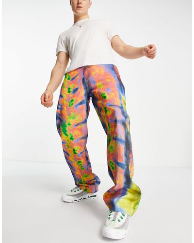 Jaded London Straight Leg Jeans With Heatmap Print - Multicolor