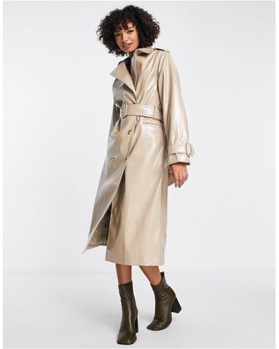 EDITED Pu Belted Trench Coat - White