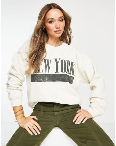 TOPSHOP Sweatshirt Met Vintage Wassing En New York-opdruk - Meerkleurig