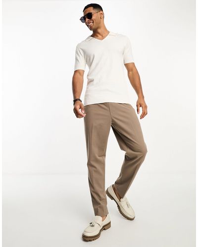 New Look Pantaloni eleganti color cammello - Bianco