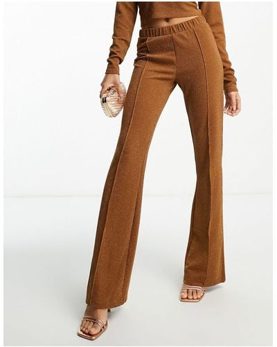 Pieces High Waisted Flared Trousers - Orange