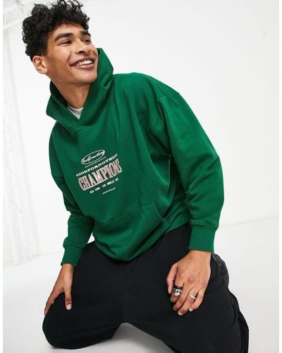 Good For Nothing Oversized Pullover Hoodie - Green