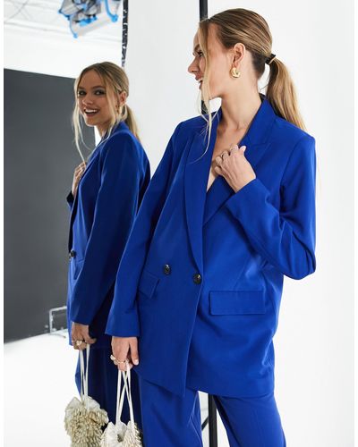 Vero Moda – eleganter, zweireihiger anzug-blazer - Blau