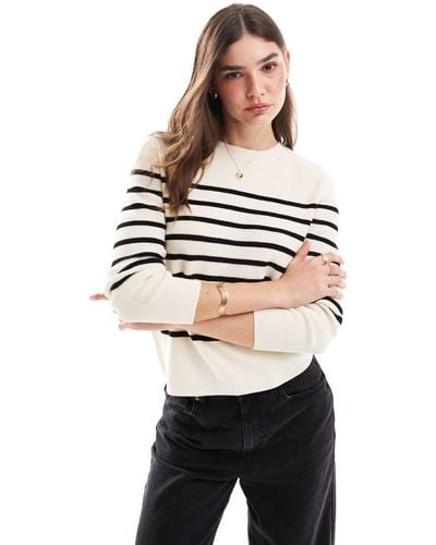 Mango Lightweight Stripe Sweater - Natural