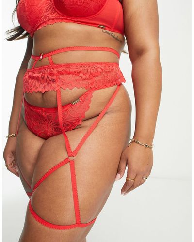 We Are We Wear Curve Lace Frill Detail Leg Harness - Orange