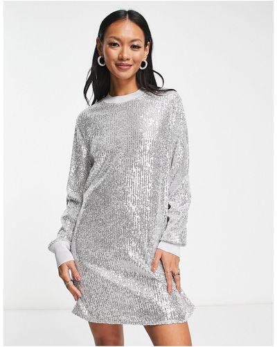 AllSaints Juela Sequin Mini Dress - Grey