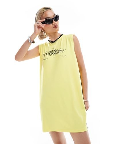 Collusion V-neck Singlet Mini Dress - Yellow