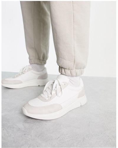 Truffle Collection Sneakers stile runner minimal bianche e grigie - Bianco