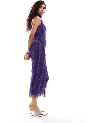 Amy Lynn Calla Sleeveless Textured Midaxi Dress - Purple