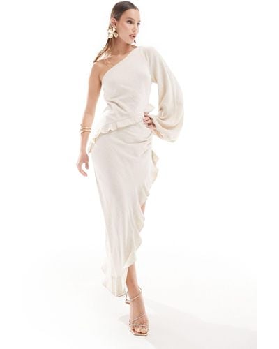 ASOS Vestido largo color asimétrico con detalle - Blanco