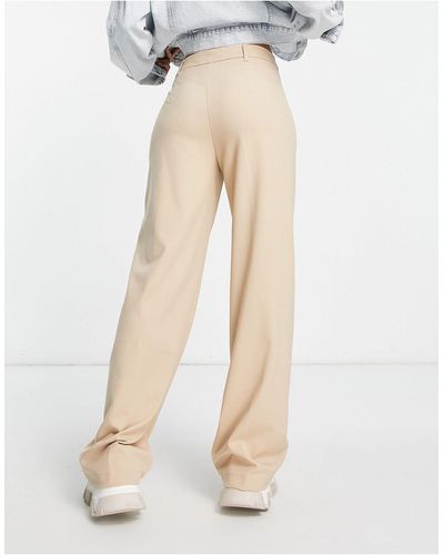 Pantalon large habillé coupe dad - crème Bershka en coloris Blanc | Lyst