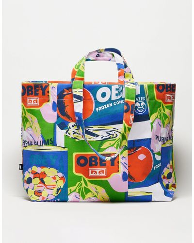 Obey Pop Print Tote Bag - Blue