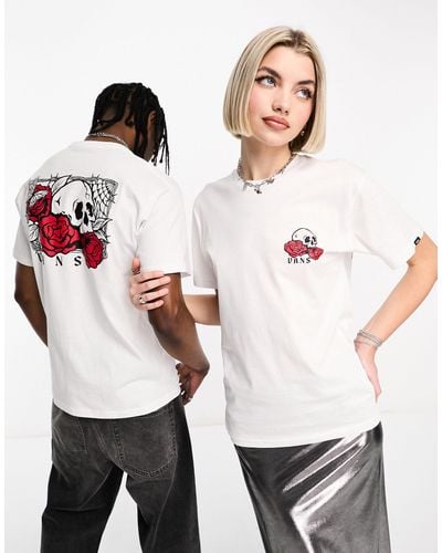 Vans Rose Bed Skull Back Print T-shirt - White