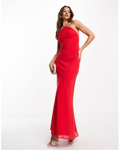 ASOS Soft Halter Bias Maxi Dress - Red
